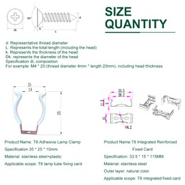 Othmro T8 Lamp Clamps Bracket Hanger for LED Light Tube, LED Fluorescent Tube Light Fixture, with Screws, T8 U-Lamp Clamps Holder Bracket for LED Light Bulbs, Nickel-plated Manganese Steel, Pack of 24