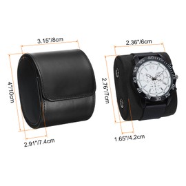 sourcing map Watch Roll Travel Case Single Slot Portable Leather Storage Cases for Men and Women, Watches Storage Organizer with Removable Pillows for Traveling, Display, Home Storage, Black