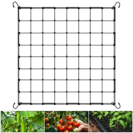 Rybtd Grow Tent Net Grow Net Plant Net Scrog Net 80 x 80 cm Plant Support Net Elastic Trellis Net with 4 Hooks for Plants for Vegetables Fruits Flowers, Trellis Net for Climbing Plants Cucumbers