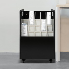 Blue Print Storage Organizer 20 Slots Mobile Blueprint Storage Cabinet Construction Plan Holders Blueprint Cabinet with Wheels Blueprint File Holder Roll Files Storage for Office (Black, 20 Slots)