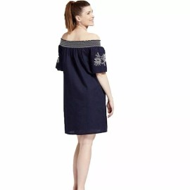 Isabel maternity embroidered dress xavier navy short sleeve XXL