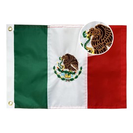 AMZFLAG Mexican Flag 12x18 inches Outdoor, Embroidered Bandera de Mexico Flags for Boat, Heavy Duty Small MX Flags of Mexico with 2 Brass Grommets