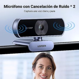 UGREEN Cámara Web HD con Micrófono, 1080P@30FPS, Plug＆Play, HD Corrección de Luz Automática, Cámara Web de Vídeo USB-A con Vista de 85° para Transmisión en Vivo, Conferencia, Videollamada, Juego