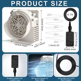 Ceenna 2 Set White Air Blower for Inflatables Replacement, 12v 1.2a Inflatable Motor Fan Blower with 3 LED Light String and Adapter for Christmas Yard Indoor Outdoor Xmas Holiday Decorations