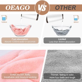 OEAGO Microfiber Hair Towel for Women: Stocking Stuffers for Women Girls Kids Drying Wrap Towels for Curly Hair Head Accessories 3 Packs Anti Frizz (Blue、Grey、Pink)