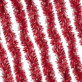 Rocking Party Luxury Thick Wide Metallic Christmas Tinsel Decoration (4 meters, Red)