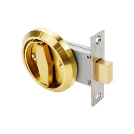 FarBoat 1 Set Recessed Flush Lock for Cabinet 201 Stainless Steel Round Sliding Door Pull Hidden Privacy Locker Knobs Handles (Gold)