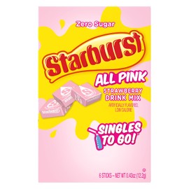 Singles To Go Starburst Powdered Drink Mix, All Pink Strawberry, 3 Boxes with 6 Packets Each - 18 Total Servings, Sugar-Free Drink Powder, Just Add Water, 6 count (Pack of 3)