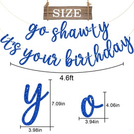 Go Shawty It's Your Birthday Banner, Hip Hop Birthday Party Decorations Supplies, Rap Theme Bday Bunting Sign, Pre-strung, Photo Props (Blue)