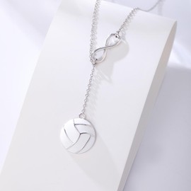 Vekoliry - Collar de plata de ley 925 con colgante de voleibol infinito, joyería para jugadores y mujeres amantes, Pequeño, Plata esterlina, Sin piedra preciosa