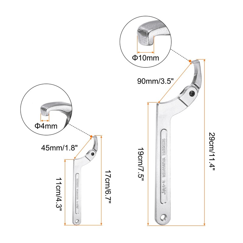 sourcing map 3/4-2"(19-51mm) 2-4 3/4"(51-121mm) C Spanner Wrench Adjustable Round