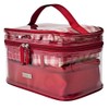 Elegant 4 Piece Cosmetic Bag Set Red Clear Box Checked