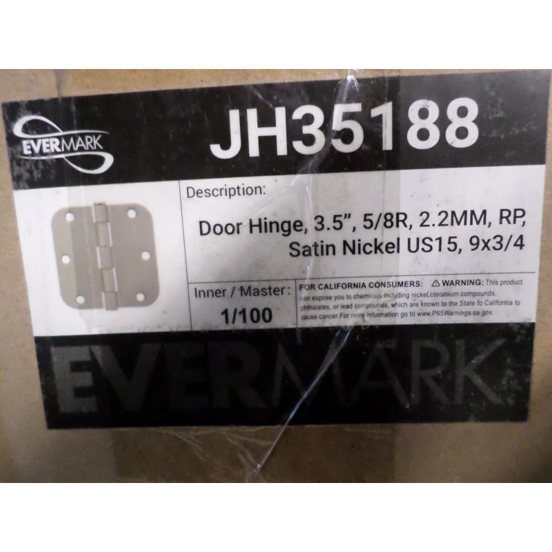 Evermark Satin Nickel 3.5" X 3.5" with 5/8" Radius Door