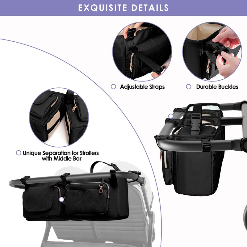 Prokva Double Stroller Organizer Compabitle with BOB Duallie and City