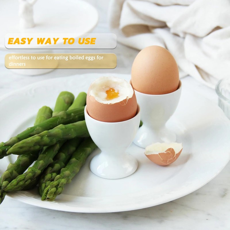 RHAFAYRE Egg Holder for Boiled Eggs, 2 Pack Porcelain Egg