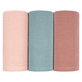 Aolso Baby Wash Cloth, Pack of 3 Baby Swaddling Cloth Blanket Made of Pure Cotton, Baby Cotton Cloths for Cot, Burp Cloth for Baby Nappies, Baby Blanket for Baby Boys and Girls (60 x 60 cm)