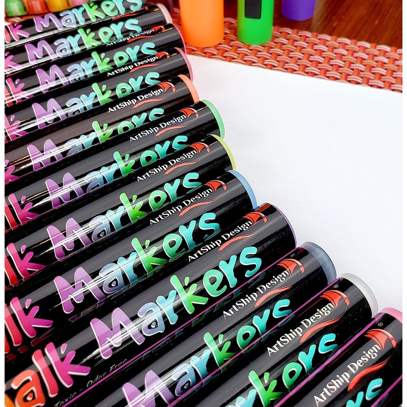 ArtShip Design 18 Classic Neon Chalk Markers Double Pack of