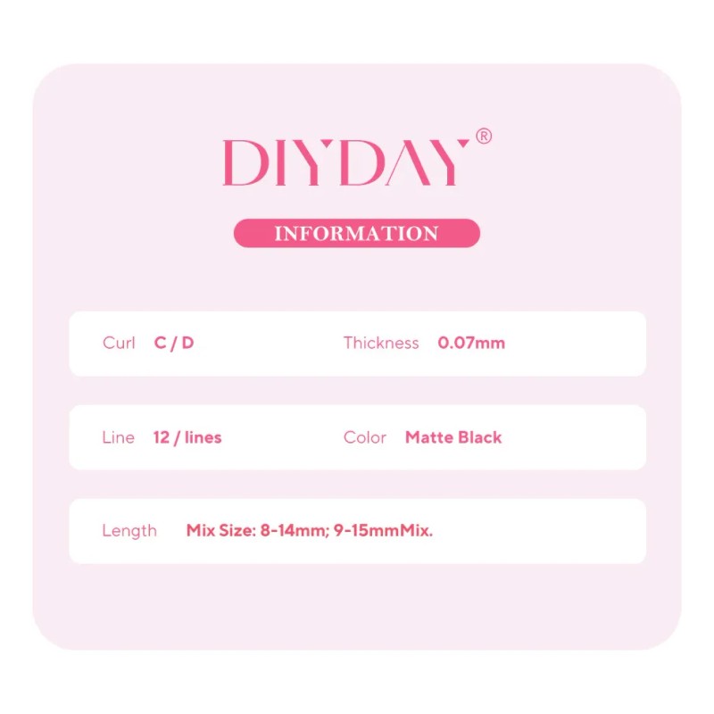 Diyday U Shaped 0.07 Extension De Pestañas Premium