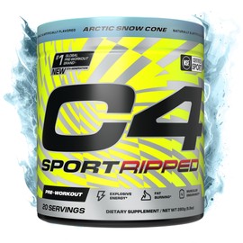 Cellucor C4 Ripped Sport Pre Workout Powder - NSF Certified for Sport - 200mg Caffeine + Cayenne Extract + Carnitine Tartrate + Beta-Alanine - Artic Snow Cone, 20 Servings
