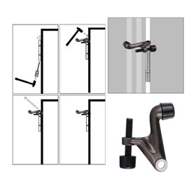 Midofar Triumph Hardware 2 Pack Hinge Pin Door Stopper,Adjustable Heavy Duty Door Stopper 2-3/8"x15/16”,Brushed Nickel,with Black Rubber Bumper Tips (Oil Rubbed Bronze)