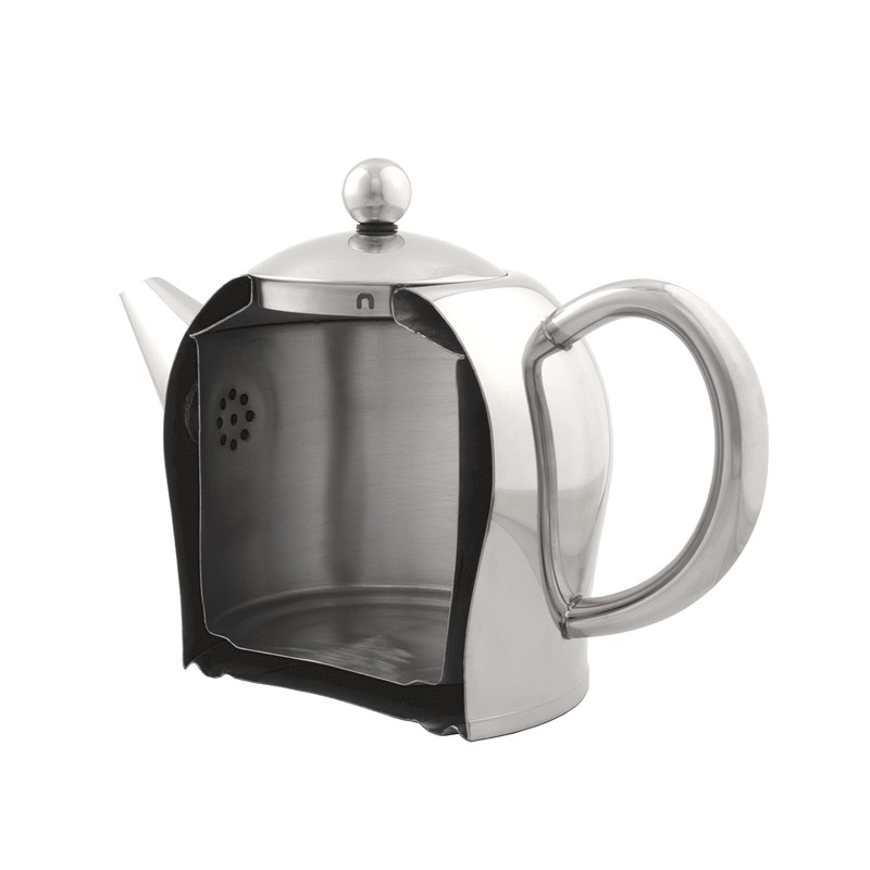 bredemeijer Santhee Double Walled Teapot, 1.4-Liter Stainless Steel Glossy Finish