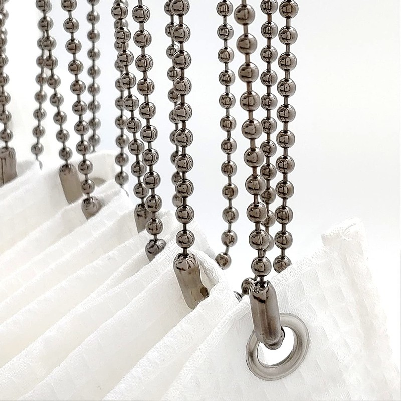 Black Nickel Shower Curtain Hooks, 27 Inch Ball Chain Design,