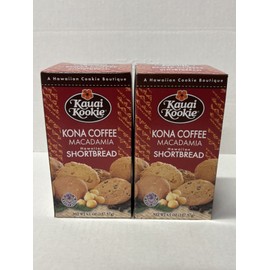 Kaui Kookie Kauai Kookie Kona Coffee Macadamia Shortbread 4.5oz Box x2