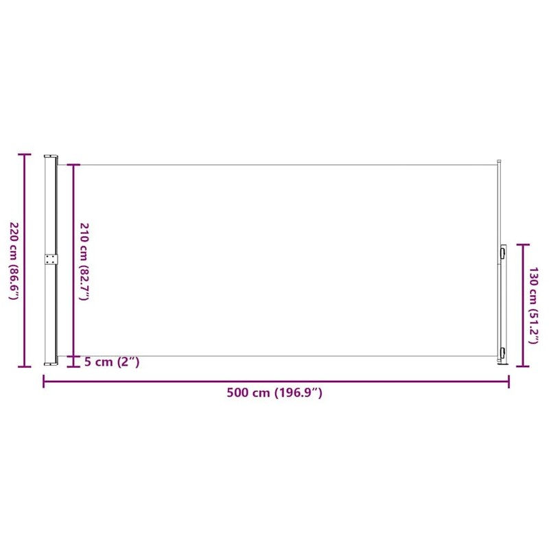 vidaXL Outdoor Privacy Solution - Patio Retractable Side Awning -