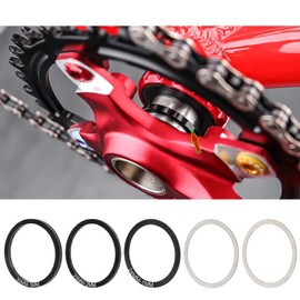 6pcs Set 0.1mm+0.2mm+0.3mm+1mm+2mm+3mm 6 Size Bike Washer Kit Aluminum Alloy Bike Spacer Bike Washer Bike Washer Bike Flywheel Hub Spacer (Silver & Black, Diameter 24mm)