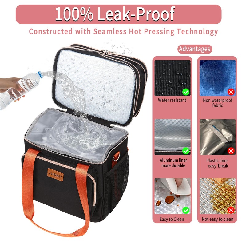 GLENKEY Expandable Insulated Lunch Box for Women Men, Double Deck
