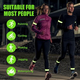 6 PCS Reflective Band for Wrist/Arm/Ankle/Leg, Reflectors for Walking, Elastic Reflective Tape for Clothing, Reflective Running Gear for Night Running/Cycling, Adjustable Velcro, Storage Bag Included