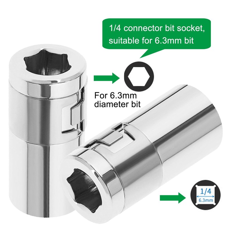 2 PCS 1/4 Bit Holder Screwdriver Bit Adapter, 1/4" Square