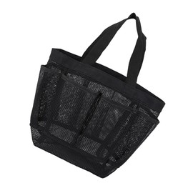 OATIPHO Seaside Mesh Bag Portable Toiletry Pouch for Travel Shower Bag for Beach Essentials Swim Accessories and Cosmetics Black