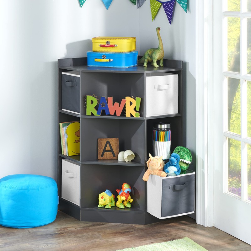 Badger Basket Corner Cubby Toy Storage Unit for Kids with