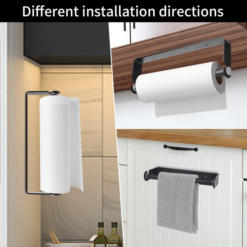 PEDORUBY Under Cabinet Paper Towel Holder, Adhesive or Drill Mount