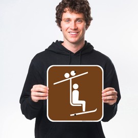 Sigo Signs, Chair Lift Ski Lift Sign, 12x12 Inches, Rust Free .040 Aluminum, Fade Resistant, Made in USA