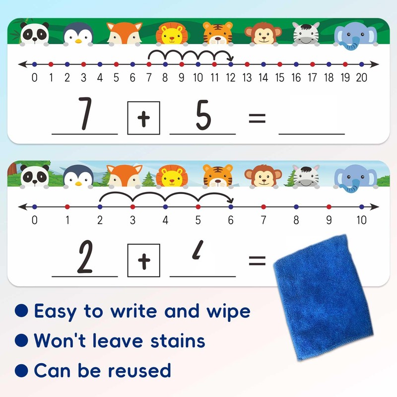 Jauisus 30 Pcs Number Line Dry Erase Whiteboard Card, 4”x12”
