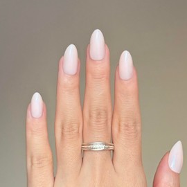 Fomkrio Solid Pink Shimmer Short Press On Nails Almond Acrylic Daily Minimalism Spring Summer Fake False Nails for Women Girls, 15 Sizes - 30Pcs Manicure Nail Kit