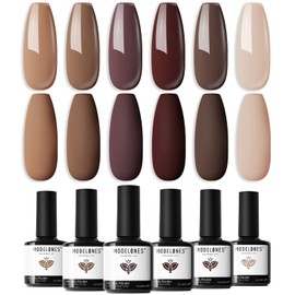 modelones modelones Gel Nail Polish Set - 6 Colors Skin Tone Nude Gel Polish Brown Beige Khaki Nail Gel Polish Set Neutral All Skin Tones Soak Off French Nail Art Manicure DIY Home Salon Gift