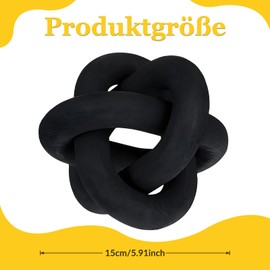 F Fityle Bohemian Knot Decor, Wooden Decoration Farmhouse, Wooden Chain Link Decoration, Wooden Table Top Knot Ornament, Chain Knot Decor for Tiered Tray, Farmhouse Shelf, Office, Black