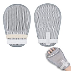 YINJIPIN Dementia Restraint Gloves For Bedridden Patients, Dementia Products For Elderly, Medical Bondage Adult Mittens For Scratching, Hand Restraints For Elderly Dementia Patients (2pcs, Grey)