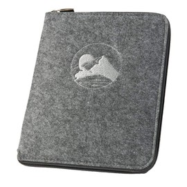 luxdag Felt Passport Cover with Zip (Choice of Colour and Embroidery) - Travel Organiser for Passport, ID Card, Tickets & Credit Card - ID Pocket for On the Go - Passport Holder, Grey / mountains and