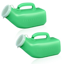 2 Pack Male Urinal Bottle, 1200ML Urine Bottle for Men Portable Urinal Pee Bottle Pee Containers with Secure Cap Measuring Scale for Travel, Hospitals, Urine Collection (Green)