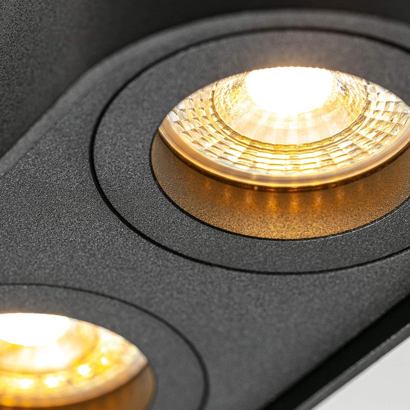 CGC Lighting Black Twin Round Cylinder Surface Mount Ceiling Spotlight