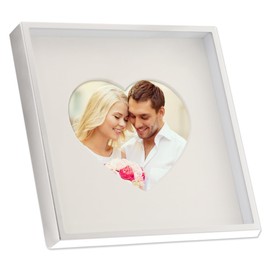 Lawrence Frames 4x4 Silver Metal Picture Frame - Bevel Cut Mat with Heart Opening