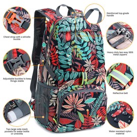 Luckits 35L Ultralight Foldable Backpack for Men Women Waterproof Hiking Daypack Safe Reflective Design Hiking Backpack for Outdoor Camping Hiking Travel Cycling School, red