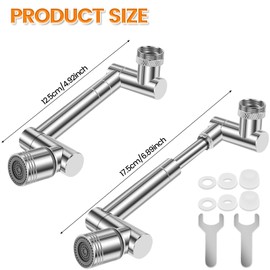 2Pcs 1440° Swivel Faucet Extender, 2 Mode Sink Water Faucet Aerator Extension, Kitchen Sink Faucet Robotic Arm, Splash Water Filter, Rotating Extension Filter Replacement Attachment for Bathroom