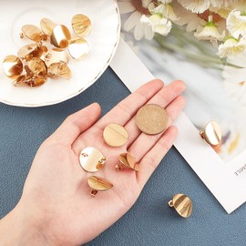 UNICRAFTALE 20pcs Golden Stud Earrings with Bow Ear Nuts Flat Round Stainless Steel Earrings with Bow Stud Earrings with Flat Plate for Earring Jewellery Making Pin 0.8 mm