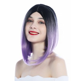 WIG ME UP - SZL0700-1B/3834 Women's Wig Short Longbob Clavi-Cut Ombre Black Purple Centre Parting