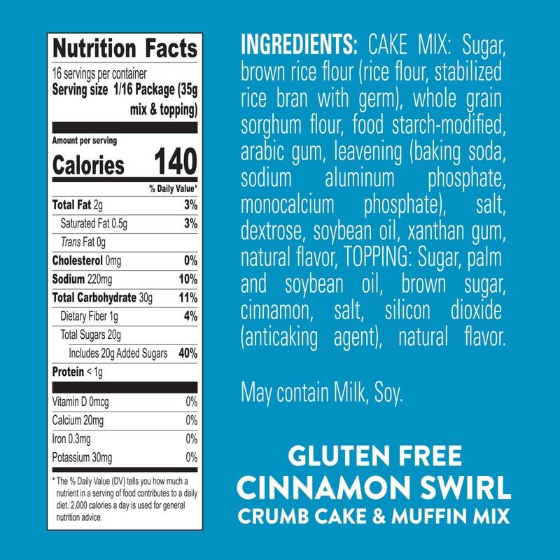 Krusteaz Gluten Free Cinnamon Swirl Crumb Cake & Muffin Mix,